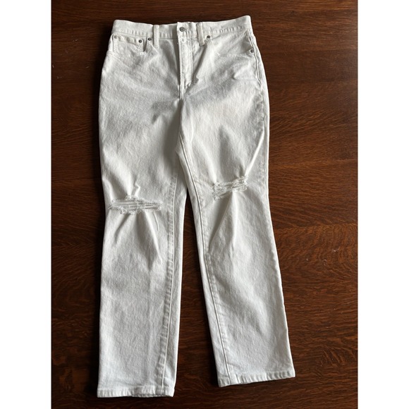 Madewell Denim - Madewell Women's Perfect Vintage Crop 27"Distressed High Rise Jean White Size 29
